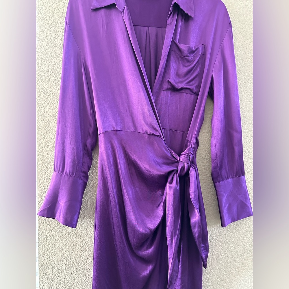 Long Sleeve Satin Purple Zara Dress